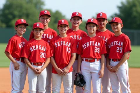 Local youth baseball team wearing uniforms from Aussie Diamond Goods