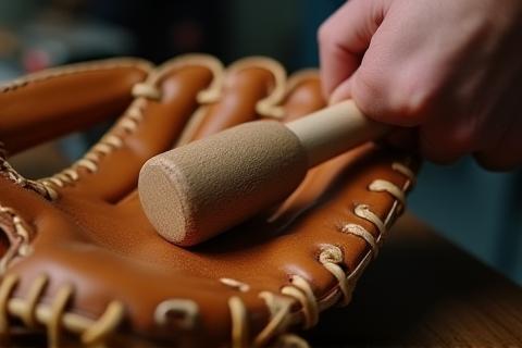Image showing a baseball glove being broken in
